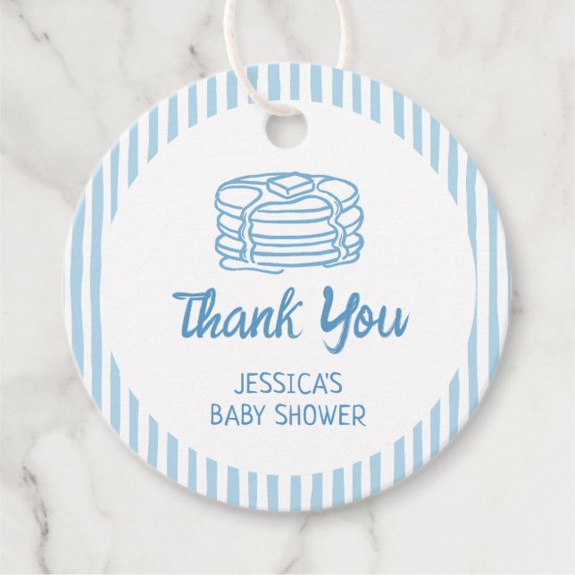 Étiquettes Cadeau Pancakes and Pajamas Breakfast Boy Baby Shower (Devant)