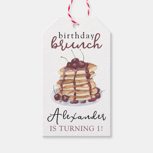 Étiquettes-cadeau Pancakes aquarelle fête d'anniversaire (Devant)