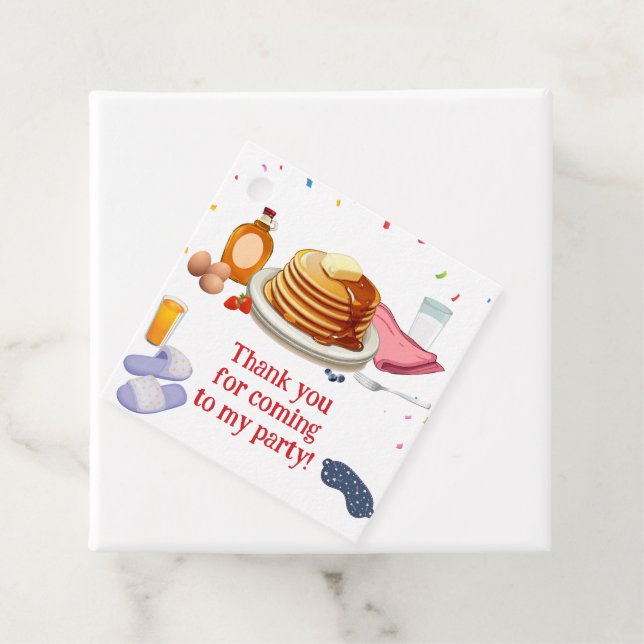 Étiquettes Cadeau Pancakes et pyjamas Petite fête (En situation)