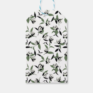 Étiquettes-cadeau Panda Cute Jouer Jardin de Bambou Blanc Ver