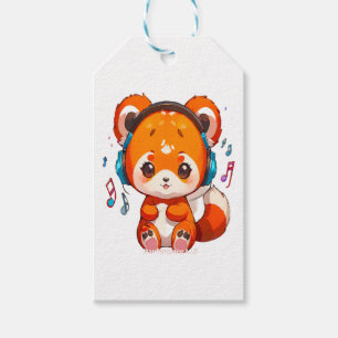 Étiquettes-cadeau Panda écoutant de la musique Kpop