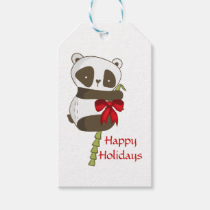 Étiquettes-cadeau Panda Joyeuses Fêtes