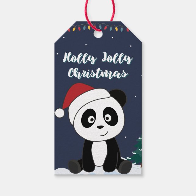 Étiquettes-cadeau Panda Noël Neige hiver Animaux Pandas Cadeau Ta (Devant)