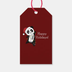 Étiquettes-cadeau Panda Noël Neige hiver Animaux Pandas Cadeau Ta