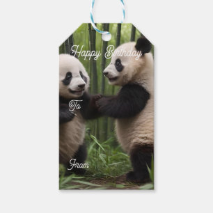 Étiquettes-cadeau Pandas Bébés En Jeu Dans Une Forêt De Bambou,