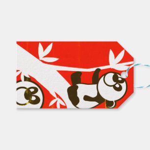 Étiquettes-cadeau Pandas d'anniversaire