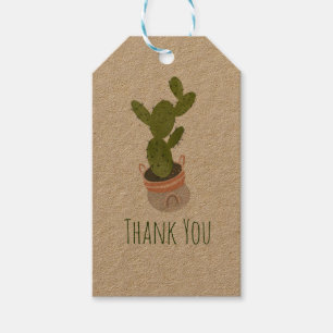 Étiquettes-cadeau Panier arc-en-ciel de plante de cactus dessiné à l