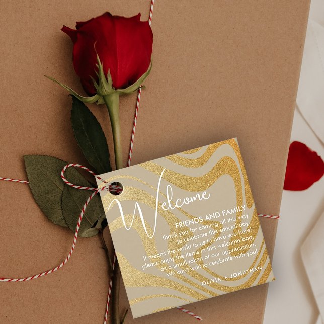 Étiquettes Cadeau Panier cadeau de bienvenue Mariage or moderne fant (Créateur téléchargé)