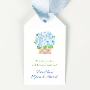 Étiquettes-cadeau Panier chic d'hortensia pour mariage printanier et
