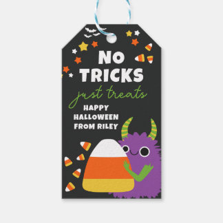 Étiquettes-cadeau Panier de friandises Halloween Monstre Violet