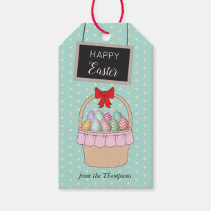 Étiquettes-cadeau Panier de Pâques et oeufs de Pâques Pastel