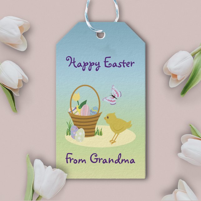Étiquettes-cadeau Panier de Pâques et poussin pour bébé (Créateur téléchargé)