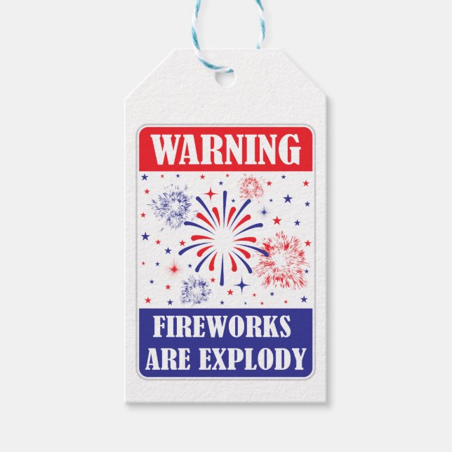 Étiquettes-cadeau Panneau d'avertissement de feux d'artifice (Devant)