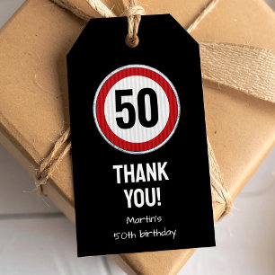 Étiquettes-cadeau Panneau de limitation de vitesse pour 50e annivers