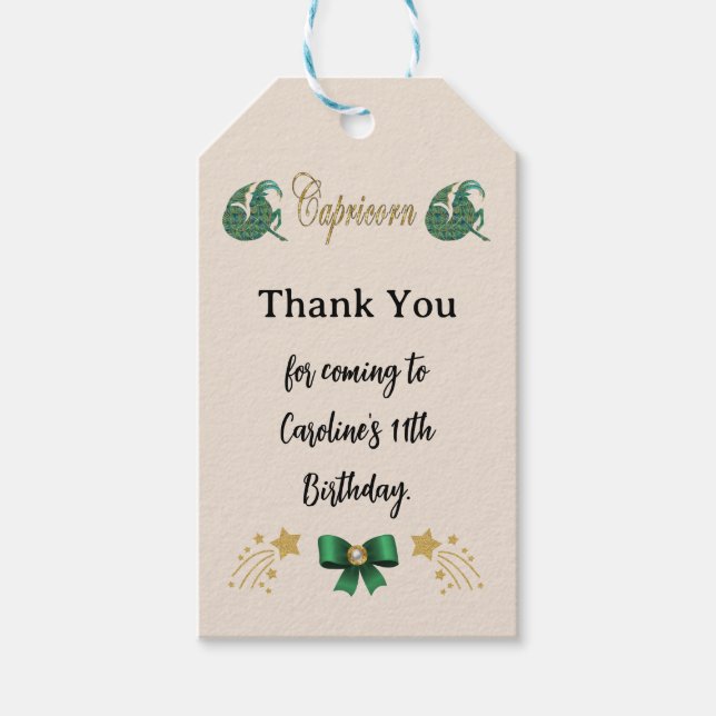 Étiquettes-cadeau Panneau Zodiaque peint Parties scintillant Caprico (Devant)