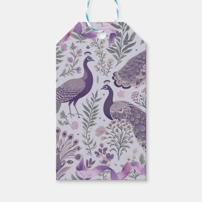 Étiquettes-cadeau Paon Pourpre Toile  (Devant)