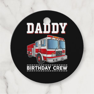 Étiquettes Cadeau Papa Anniversaire Camion d'incendie d'équipage à t
