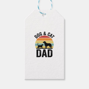 Étiquettes-cadeau Papa Chien et Chat Vintage T-Shirt pour Amoureux d