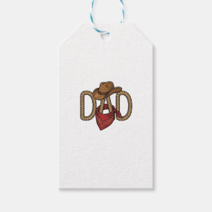 Étiquettes-cadeau Papa Cowboy Corda Chapeau Bandana Gravure Vintage