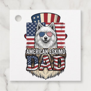 Étiquettes Cadeau Papa Esquimau Américain Patriotique Chien Vintage