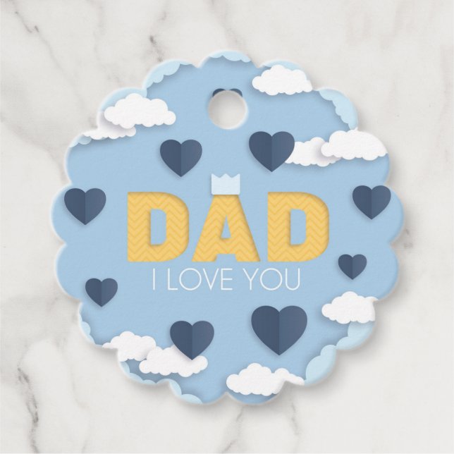 Étiquettes Cadeau Papa, je t'aime, fête des pères (Devant)