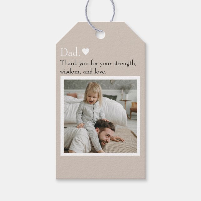 Étiquettes-cadeau Papa, Merci Pour - Photo Et Texte Personnalisés | (Devant)