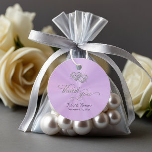 Étiquettes Cadeau Papeterie coeurs liés - Lavande / Argent