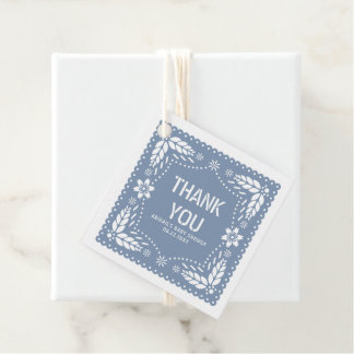 Étiquettes Cadeau Papier bleu foncé picado Merci bébé garçon douche