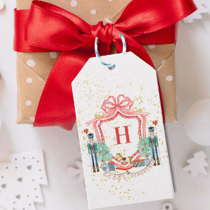 Étiquettes-cadeau Papier Carré Monogram Christmas Nutcracker Crest