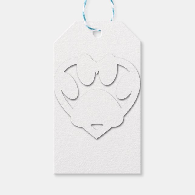 Étiquettes-cadeau Papier Coupe Chien Paw Et Forme Coeur (Devant)