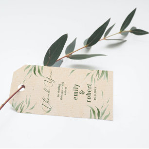 Étiquettes-cadeau Papier Craft Beige à Feuillage Vert Poussiéreux