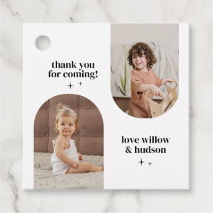 Étiquettes Cadeau Papier d'anniversaire conjoint photo double arc