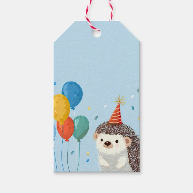 Étiquettes-cadeau Papier de fête pour un hérisson mignon  (Devant)