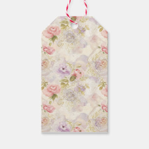 Étiquettes-cadeau Papier d'emballage floral à l'aquarelle romantique