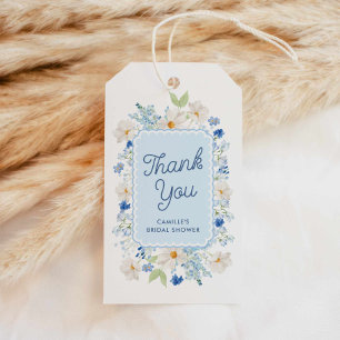 Étiquettes-cadeau Papier Fête des mariées Floral Bleu Favoriser les