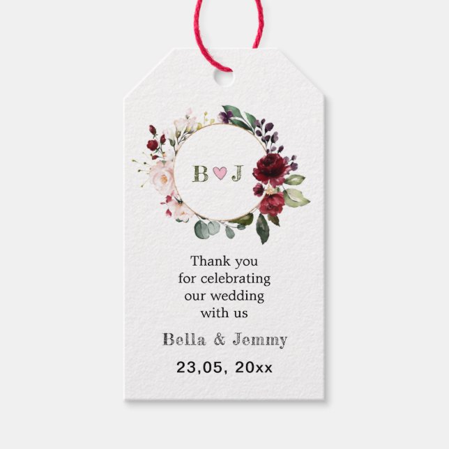 Étiquettes-cadeau Papier Kraft personnalisé, Mariage personnalisé, M (Devant)