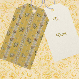 Étiquettes-cadeau Papier peint antique vintage personnalisé jaune