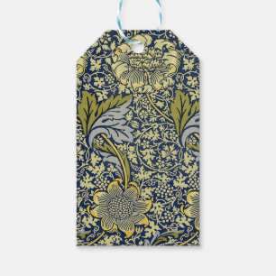Étiquettes-cadeau Papier Peint Floral William Morris Kennet Bleu Or