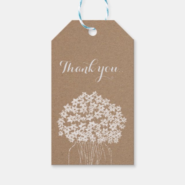 Étiquettes-cadeau Papier Rustique Kraft Mason Jar Mariage Floral (Devant)