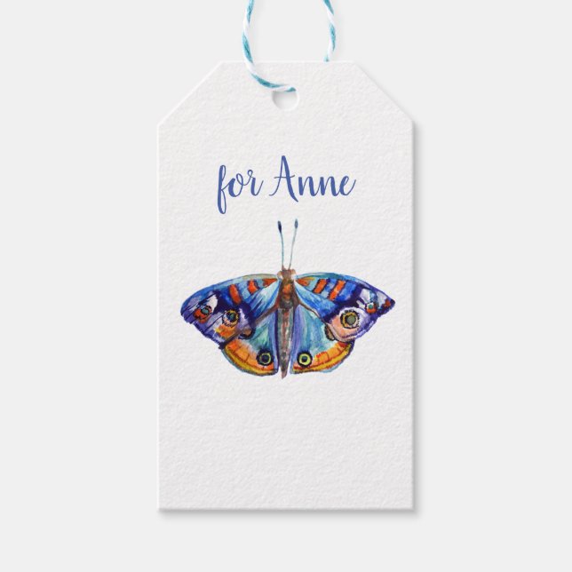 Étiquettes-cadeau Papillon aquarelle coloré (Devant)