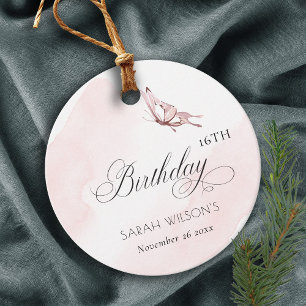 Étiquettes Cadeau Papillon Aquarelle Rose Bleu N'importe quel âge An