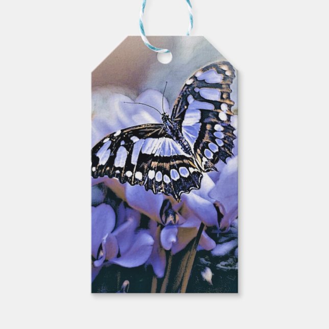 Étiquettes-cadeau Papillon bleu (Devant)