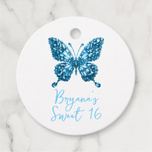 Étiquettes Cadeau Papillon bleu cristal d'aigue-marine Pierre de nai