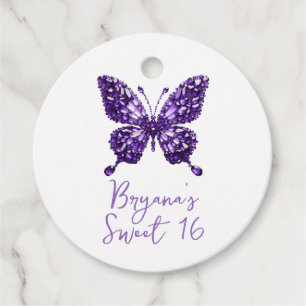 Étiquettes Cadeau Papillon de cristal d'améthyste Pierre de naissanc