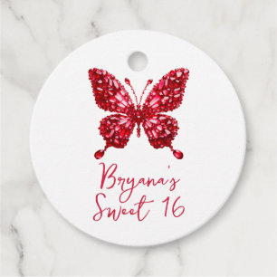 Étiquettes Cadeau Papillon de cristal de rubis rouge Pierre de naiss