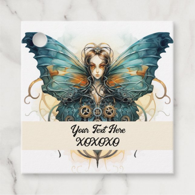 Étiquettes Cadeau Papillon de la fête de Steampunk (Devant)