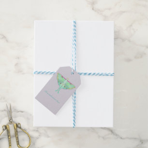 Étiquettes-cadeau Papillon de lune avec personnalisation sur lavande