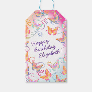 Étiquettes-cadeau Papillon fête d'anniversaire Enfants colorés