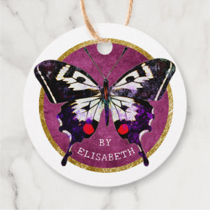 Étiquettes Cadeau Papillon Grunge Vintage Rose Cute Fabriqué Avec Am