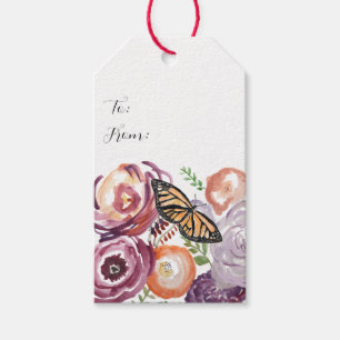 Étiquettes-cadeau Papillon Monarque Jardin Peinture Balises cadeaux